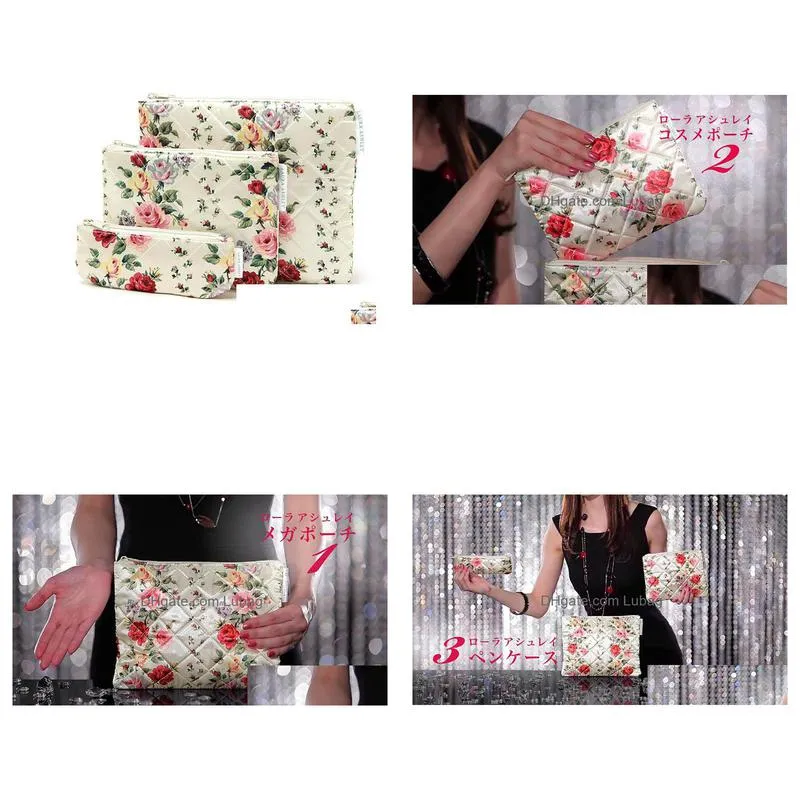 whole sale 50pcs mz147 retro floral storage bag cosmetic bag three sets of special clearance