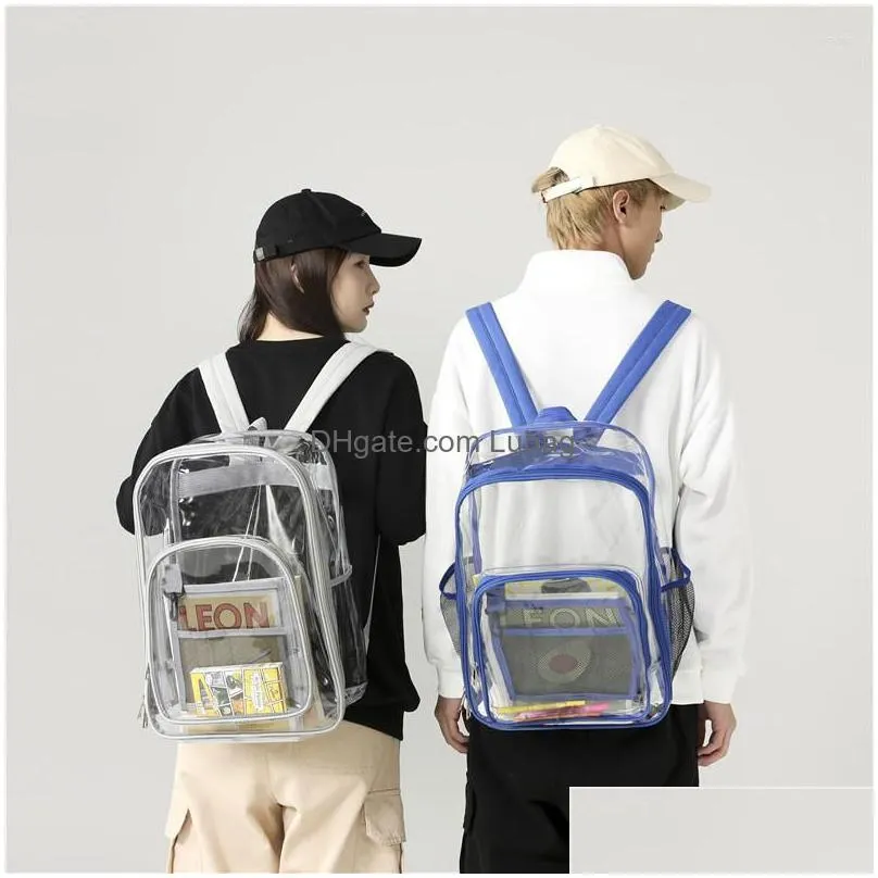backpack bag transparent pvc clear school bags for boys girls casual book travel rucksack