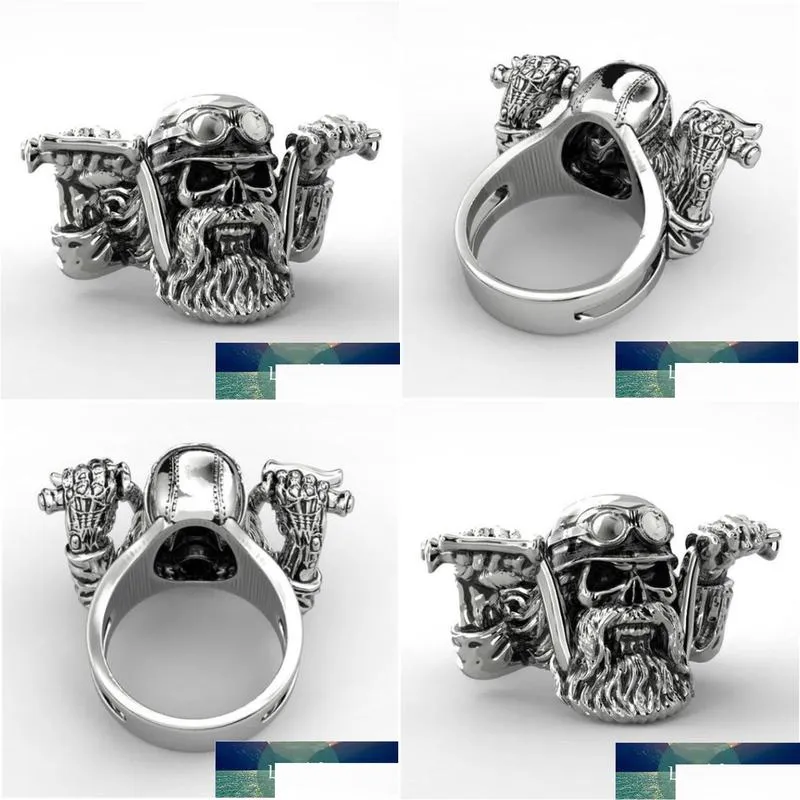 trendy fashion domineering horror skull motorcycle ring mens rock hip-hop party banquet accessories jewelry gifts wholesale factory price expert design