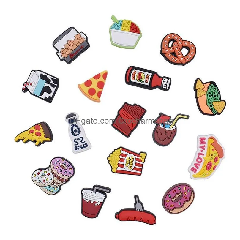 Pvc Food Drink Shoe Decorations Charm Jibitz for Croc Charms Clog Buckle Buttons Children Birthday Gift