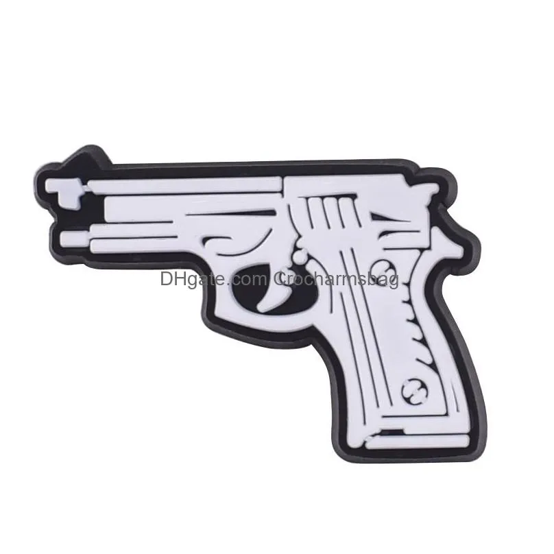 Wholesale 100pcs Guns Shoe Charm Parts Accessories Jibitz for Croc Charms Clog Pins decoration