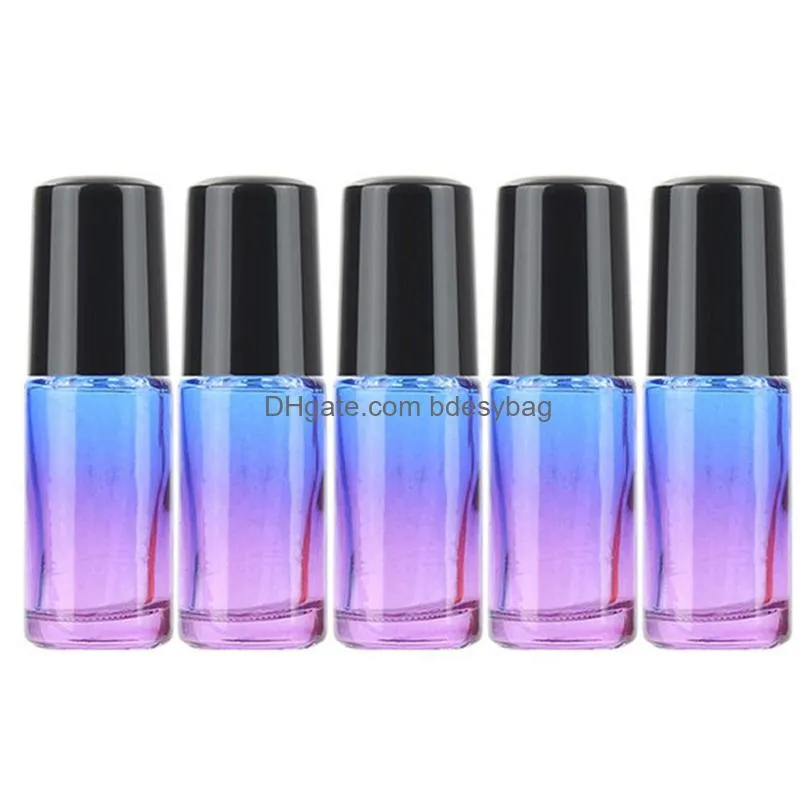 5ml empty glass roll on bottles perfume essential oil bottle with steel metal roller ball cosmetic container jars