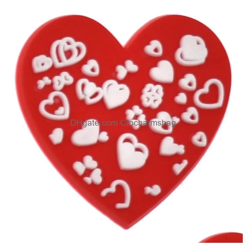 Valentines Day Love Croc Charms Heart Jibitz Shoe Decoration Buckle Clog Pins Charm Pvc