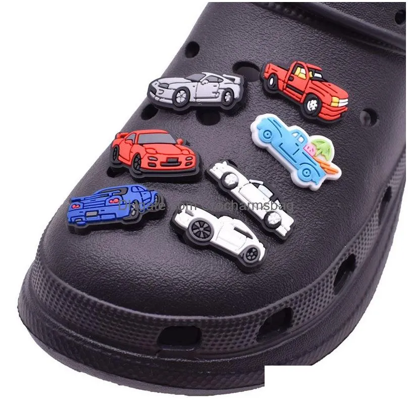 Pvc Racing Car Shoe Decoration Charm Buckle Accessories Jibitz for Croc Charms Clog Buttons Pins