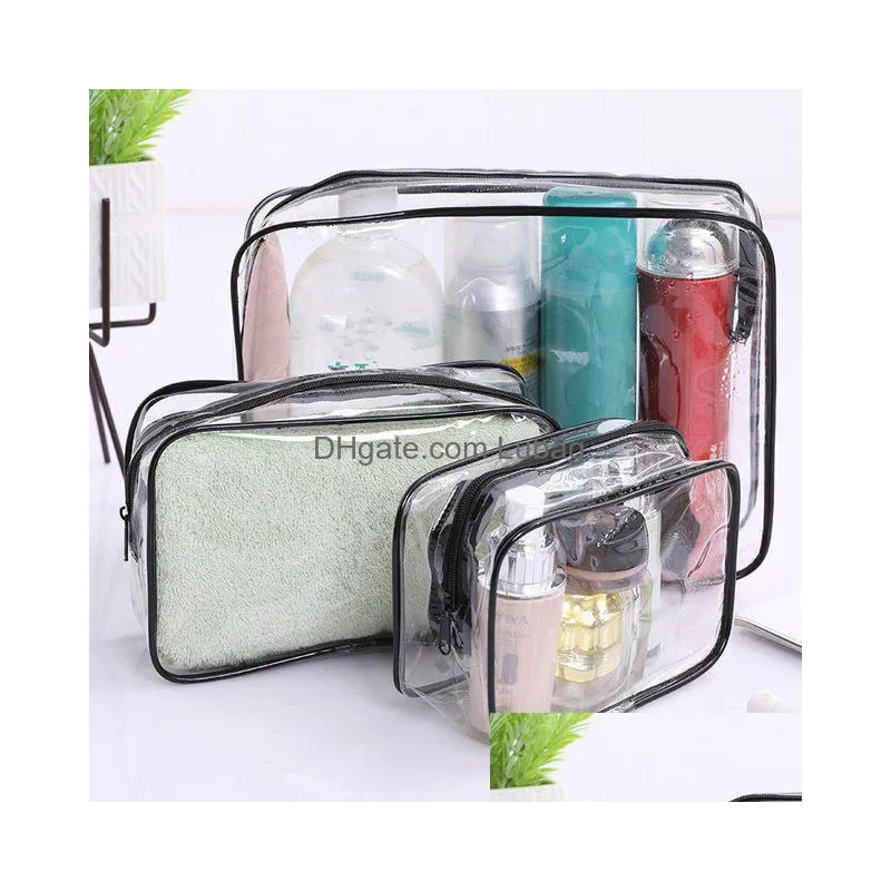 1pcs transparent cosmetic bag women travel makeup bag pvc make up bath toiletry wash beauty organizer set storage pouch case