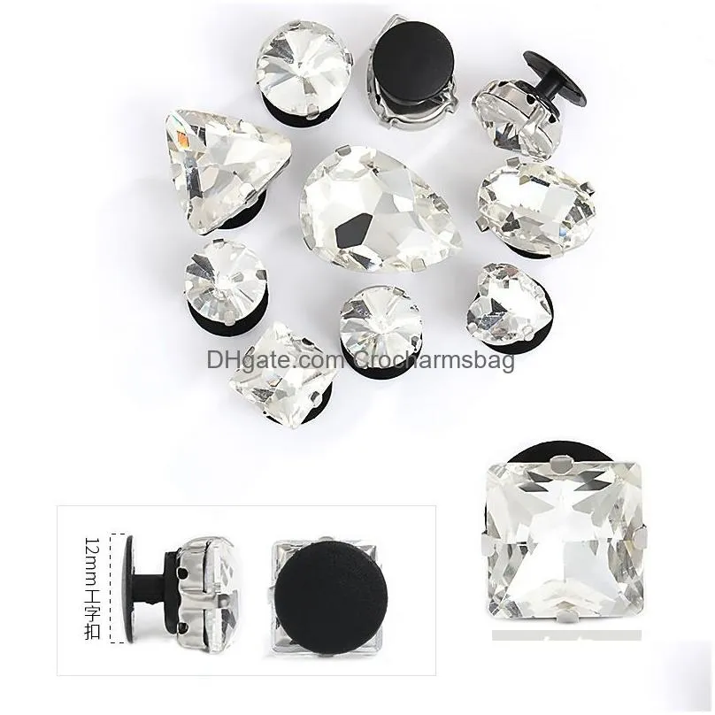 10pcs/lot glass rhinestones croc charms shoe decoration buckle accessories clog buttons pins