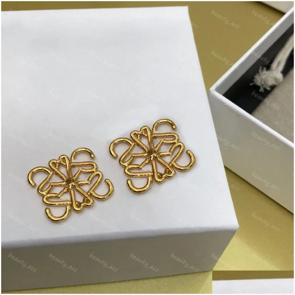 fashion letters earrings for women simple stud earring luxury designer jewelry gold aretes men earings with box designers accessories