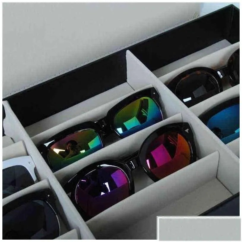 jewelry boxes 48x24x6cm 12 grid sunglasses storage box organizer glasses display case stand holder eyewear eyeglasses h220505 drop d