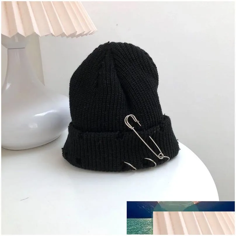 winter punk harajuku hole skullies women warm fashion knitted hat autumn hip hop beanies unisex basic cap pj388 factory price expert design quality latest