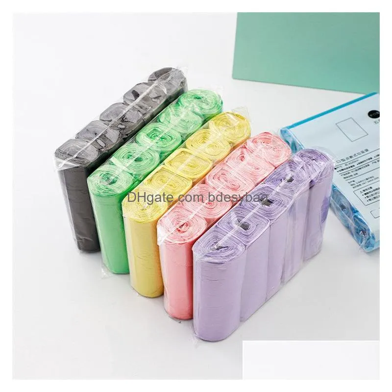 5 rolls 75pcs garbage bag trash bags durable disposable plastic home kitchen bathroom disposable garbage drain dustbin garbage bag