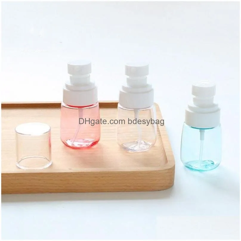 30ml mini plastic transparent small empty spray bottle for make up refillable container 3 colors 0128
