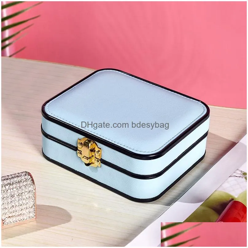 travel pu leather jewelry organizer box display case packaging gift box for wedding birthday