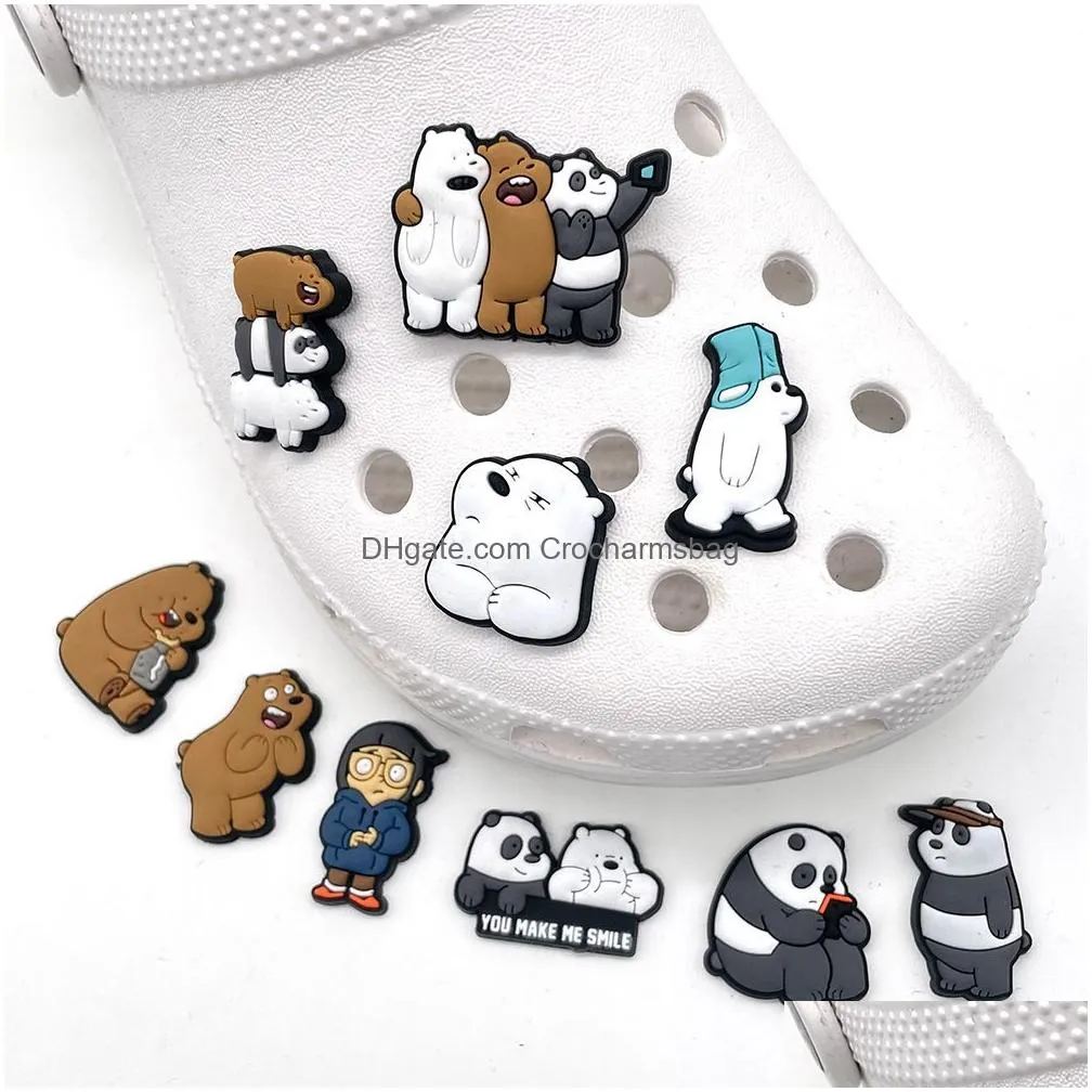 Cute Pvc Bear Shoe Charm Decoration Buckle Jibitz Accessoris for Croc Charms Clog Buttons Pins Soft Rubber