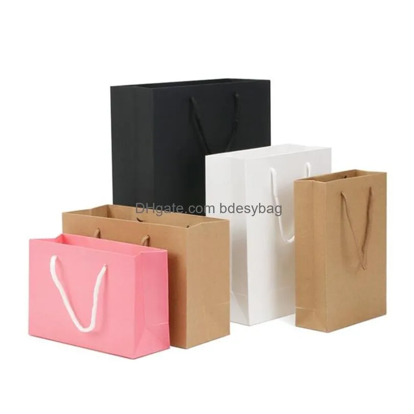 paper shopping bag recyclable shop store packaging bags clothes gifts cardboard pouch with handle 18 sizes