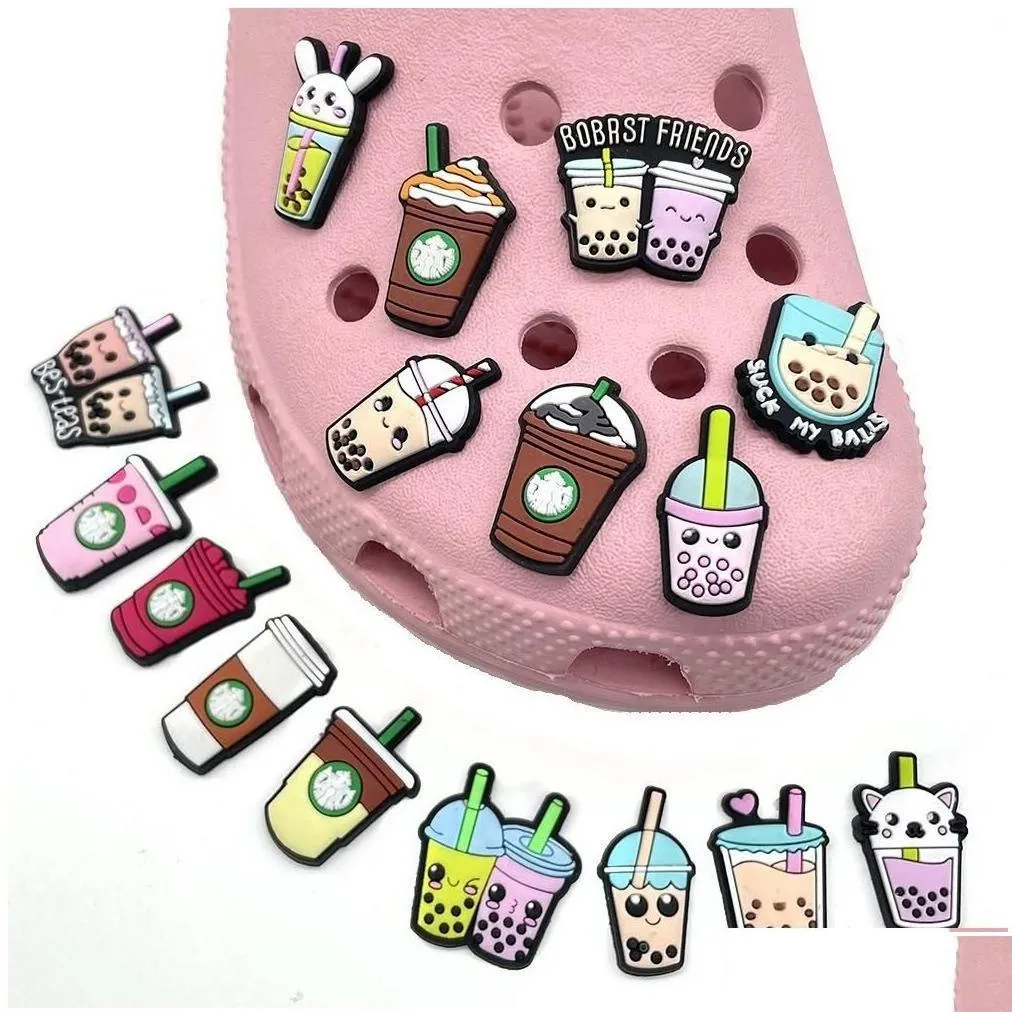 shoe parts accessories 1000pcs pvc milk tea decoration buckle for clog charms pins jibitz drop delivery dhia9