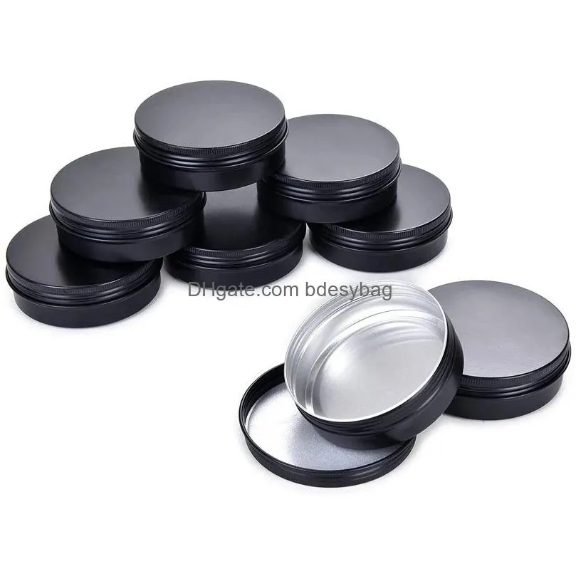round aluminum tin cans bottles with screw top lids metal empty tea candle storage case cosmetic cream lip balm jars containers storage
