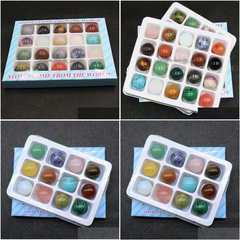 12pcs/box different natural crystal gemstone beads 20mm smooth charm loose beads for jewelry making