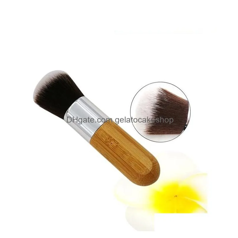 professional bamboo foundation brush powder concealer blush liquid foundation blush angled flat top base liquid cosmetics
