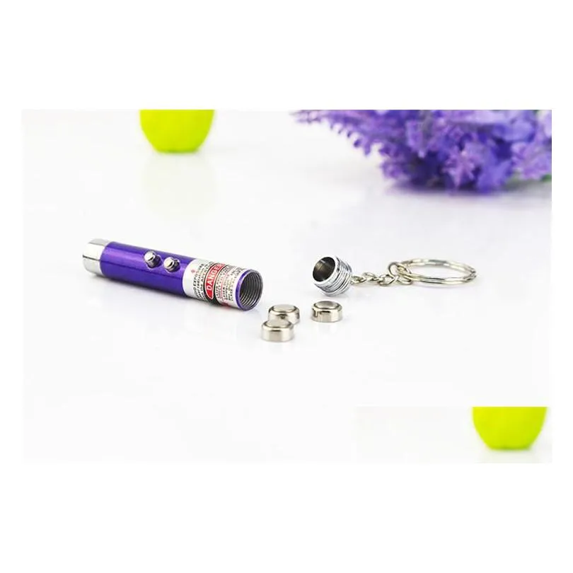 hot 2 in1 red laser pointer pen key ring with white led light show portable infrared stick funny tease cats pet toys with retail