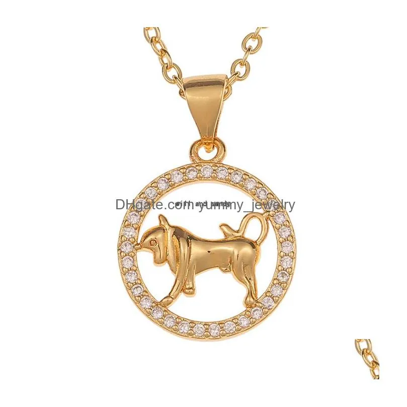12 zodiac sign animal necklace gold chain coin pendant pisces pendants charm star sign choker astrology necklaces for women fashion jewelry will and