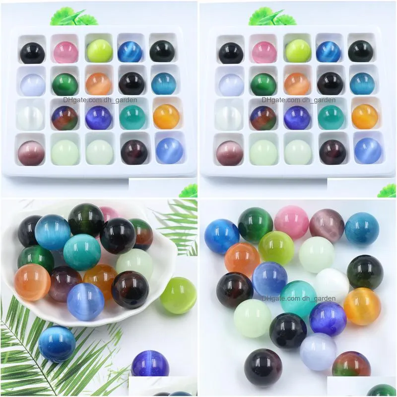 cat eye natural crystal gemstone beads 20pcs/box various charm gemstone loose bead for jewelry making