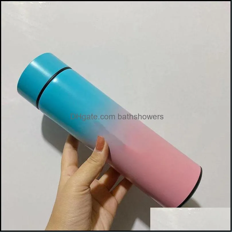 fashion thermos water bottles temperature display vacuum cup outdoor travel stainless steel kettle lcd touch screen gift