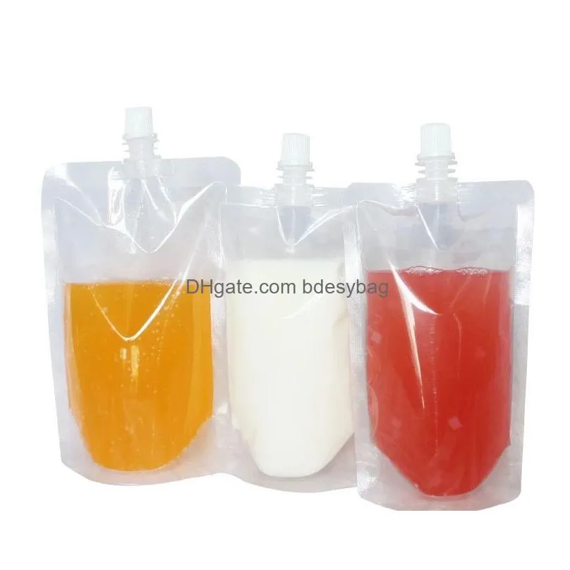 stand up plastic drink spout bags for beverage liquid juice milk wedding party drinking with nozzle