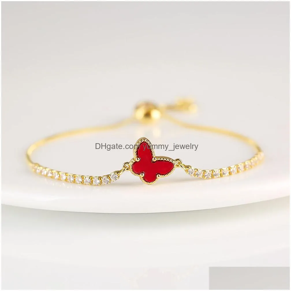 animal butterfly charm bracelets fashion design crystal rhinestone tennis chain bangles for women gold plated copper bracelet christmas party jewelry