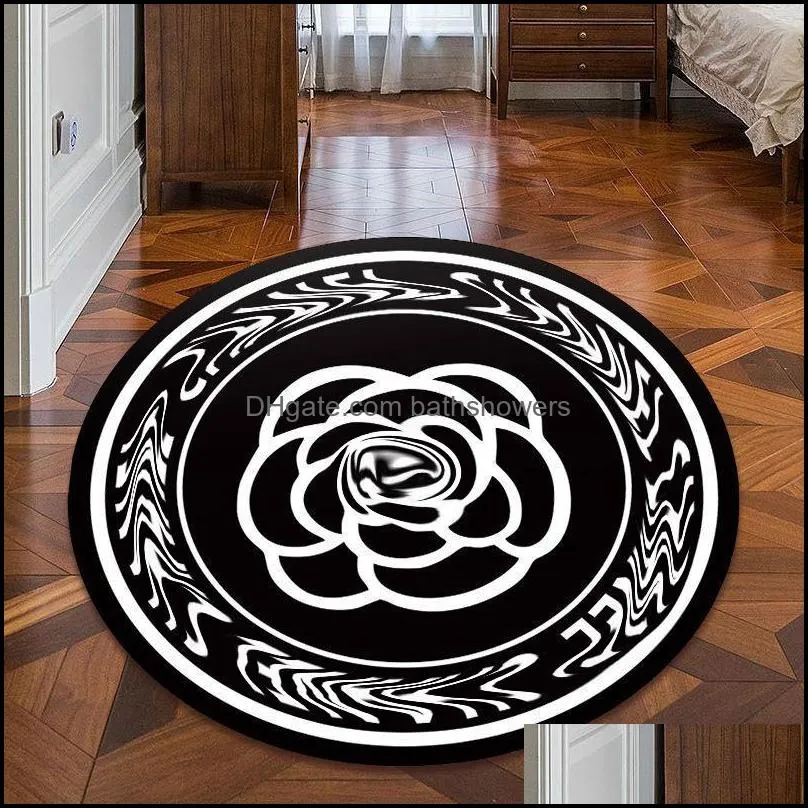 carpets carpet living room black white gold luxury style european relief pattern round and rugs for bedroom chair mat washable