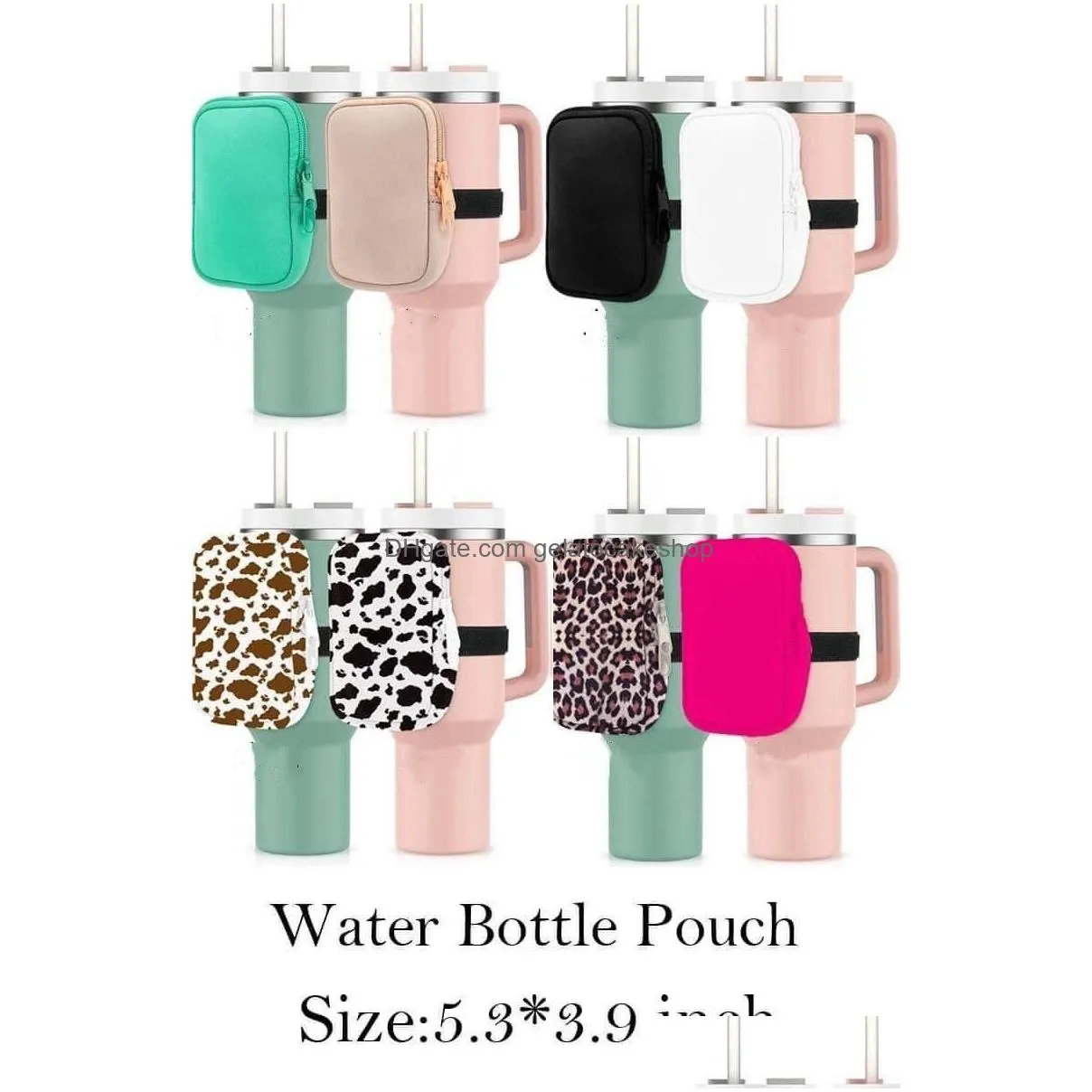 sublimation water bottle zipper pouch storage sleeve for 40oz tumbler neoprene water bottle holder tumbler carrier bag holder for running walking