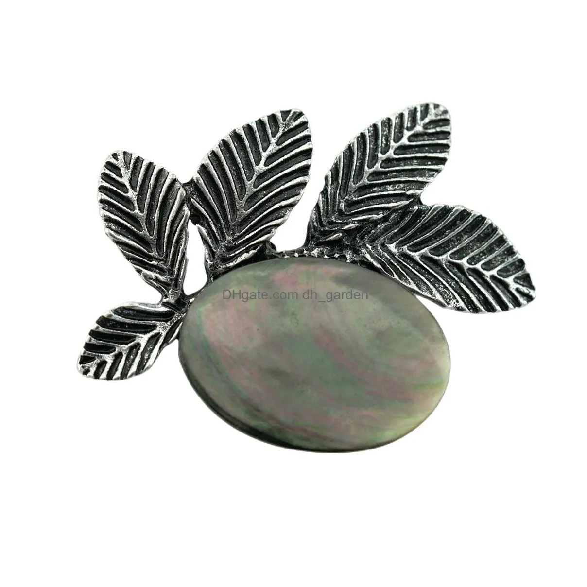 creative leaf shell brooch abalone shell healing crystal stone diy semi precious stone hand inlaid pendant accessories