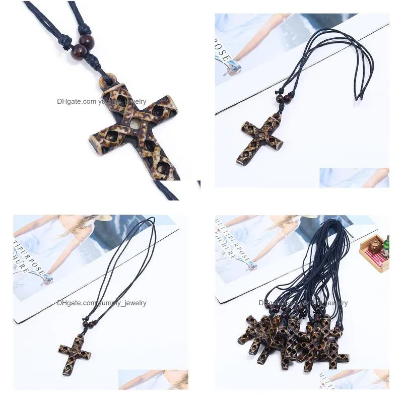 sculpture jesus cross necklaces adjustable long chain resin cross pendant for women men fashion jewelry necklaces gift