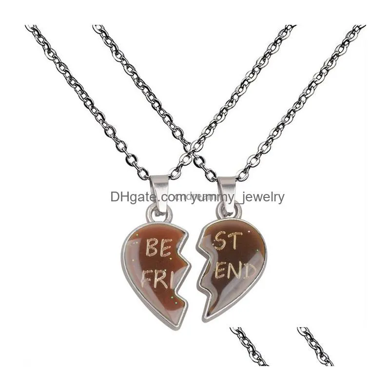 splice friend broken heart pendant necklace color changing temperature sensing necklaces women children fashion jewelry will and sandy