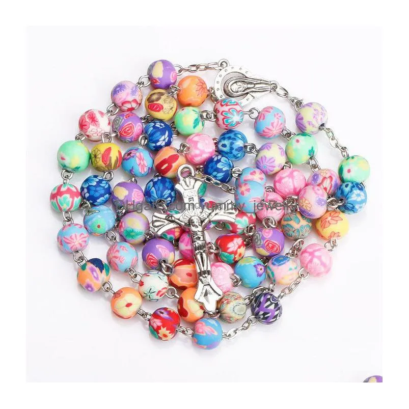 belief catholic rosary jesus cross pendant necklace beads necklaces for women children fashion jewelry will and sandy