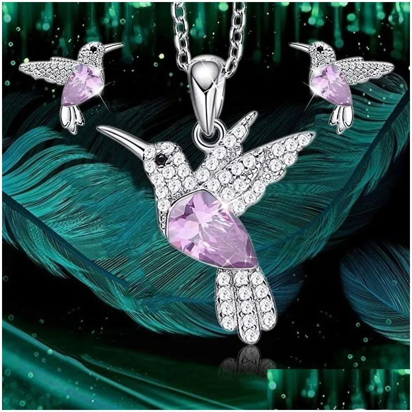 gold filled jewelry s925 silver bird necklace women fashion simple creative crystal collars personality necklace multiple charm pendants optional gift