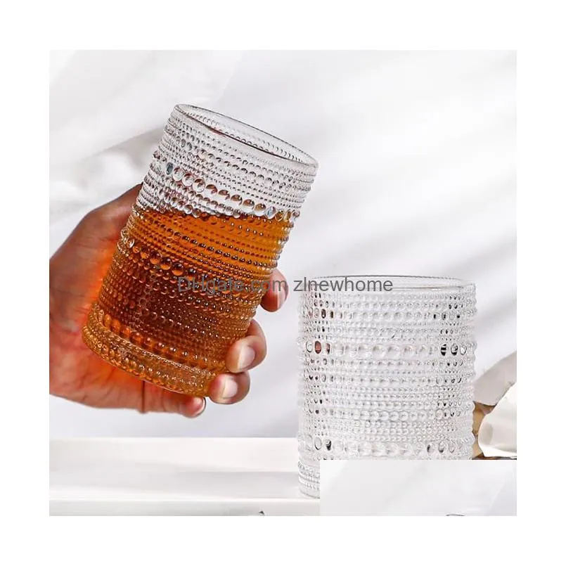 2023 vintage drinking glasses hobnail cocktail glasses embossed hobnail glassware vintage glass cups romantic iced beverage tumbler for water juice
