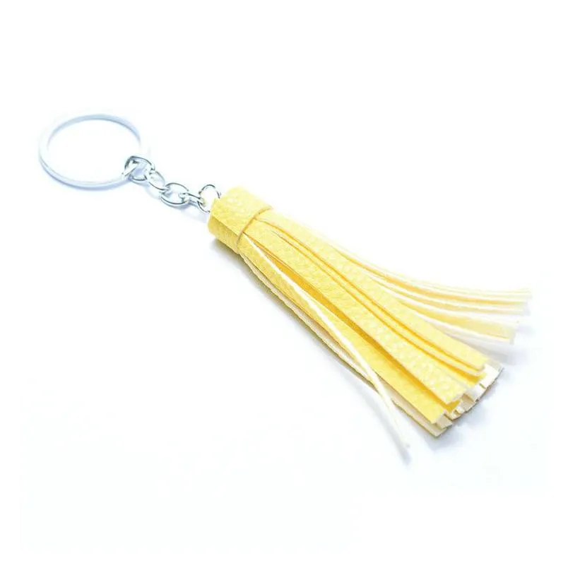 handmade suede tassel vinyl keyring gold silver tassel keychain bag pendant accessories women tassel key chain fashion jewelry charm