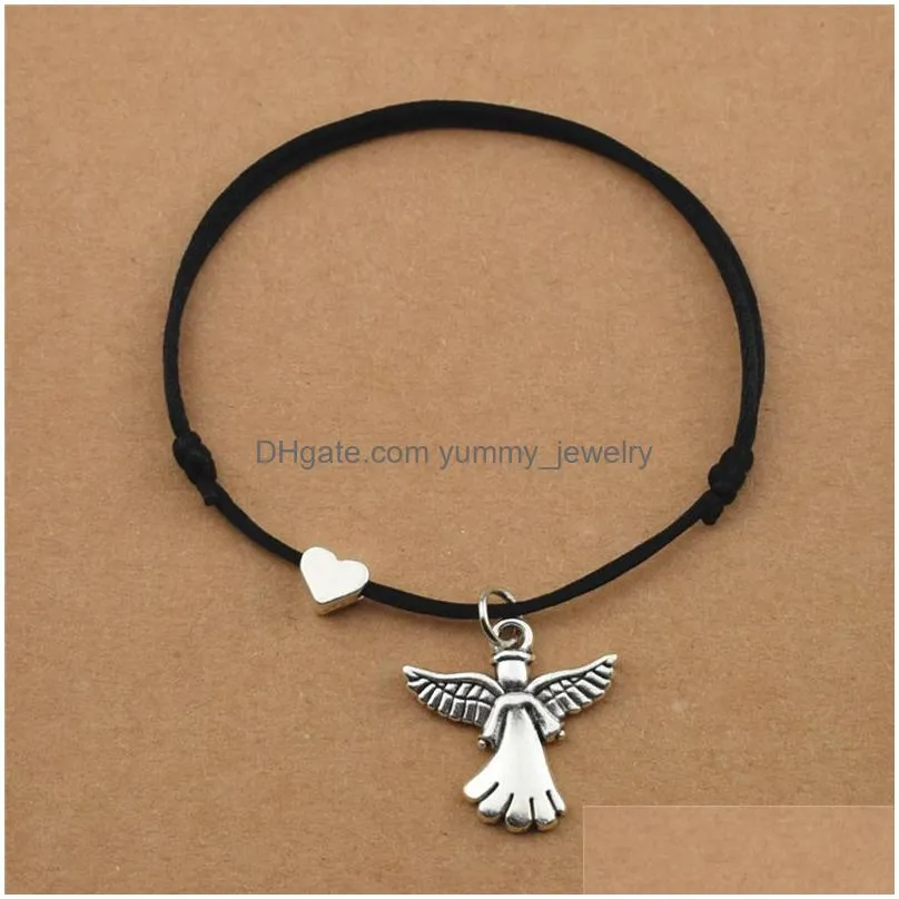 womens fashion party wedding unique jewelry gifts cute wings angel pendant red cord rope adjustable heart charm bracelets