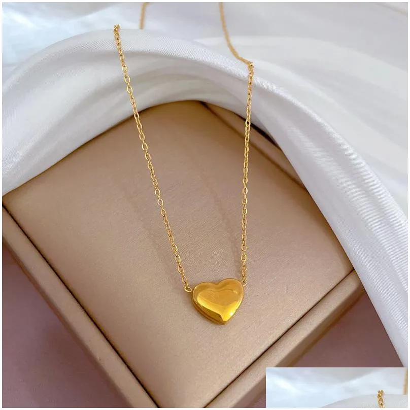 creative simple heart love pendant womens y-shaped stainless steel necklace gold silver chain channel fashion jewelry women cross ice out chains designer