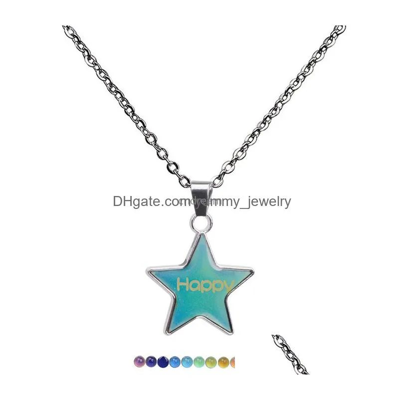 i love you happy friend star pendant necklace color changing temperature sensing mood necklaces women children fashion jewelry will and