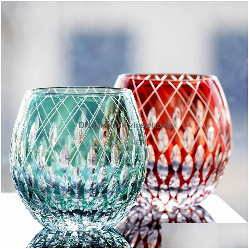 upscale japanese style edo kiriko crystal wine glass hand engraving kaleidoscope raindrop whiskey tumbler collection luxury cups