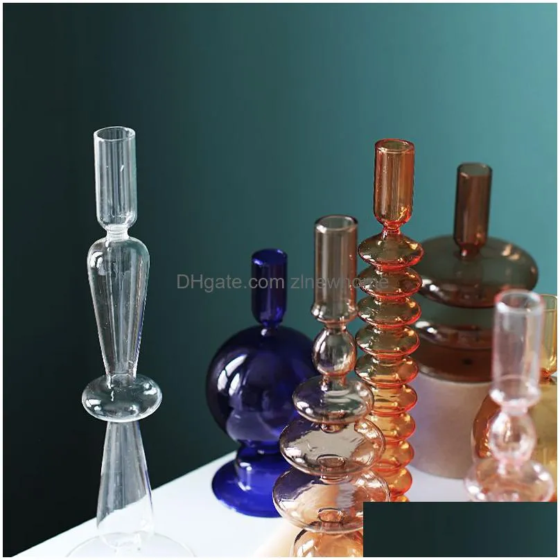 floriddle taper candle holders glass candlesticks for home wedding room decoration party glass vase table bookshelf