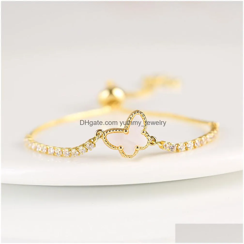 animal butterfly charm bracelets fashion design crystal rhinestone tennis chain bangles for women gold plated copper bracelet christmas party jewelry