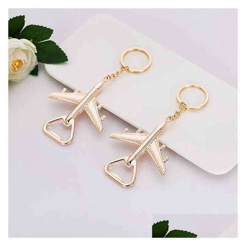 retro vintage airplane beer bottle opener aircraft keychain alloy plane shape keyring wedding gift kitchen tools creative metal wine key ring summer bar