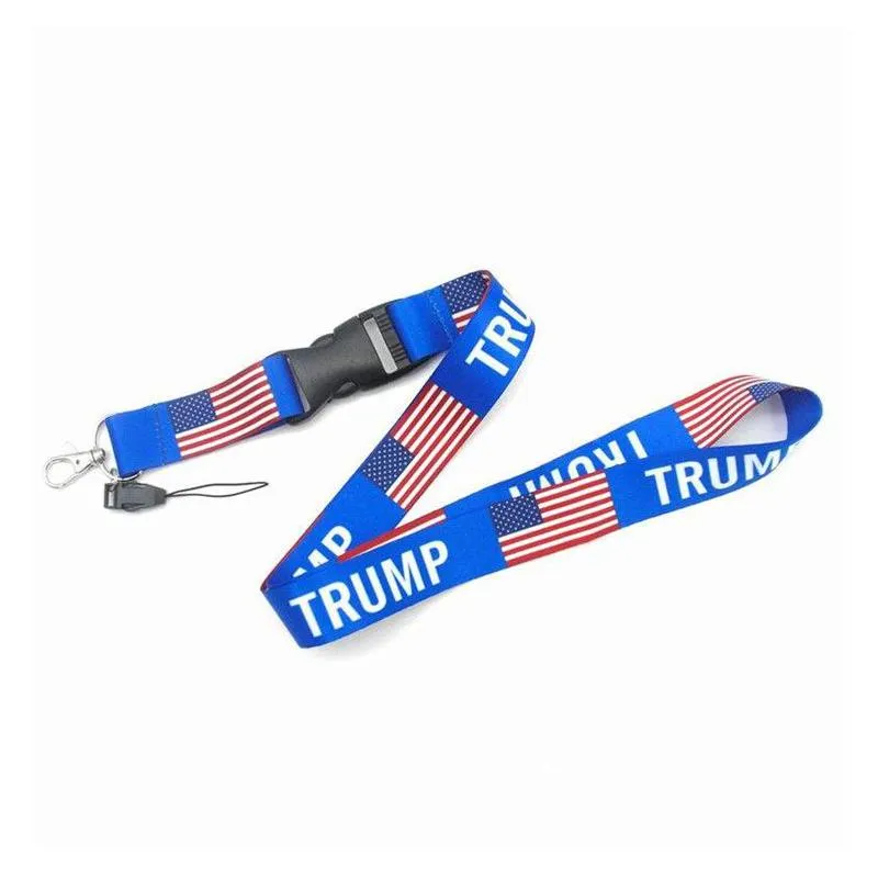 donald trump u.s.a removable flag of the united states key chains badge pendant party gift moble phone lanyard brand