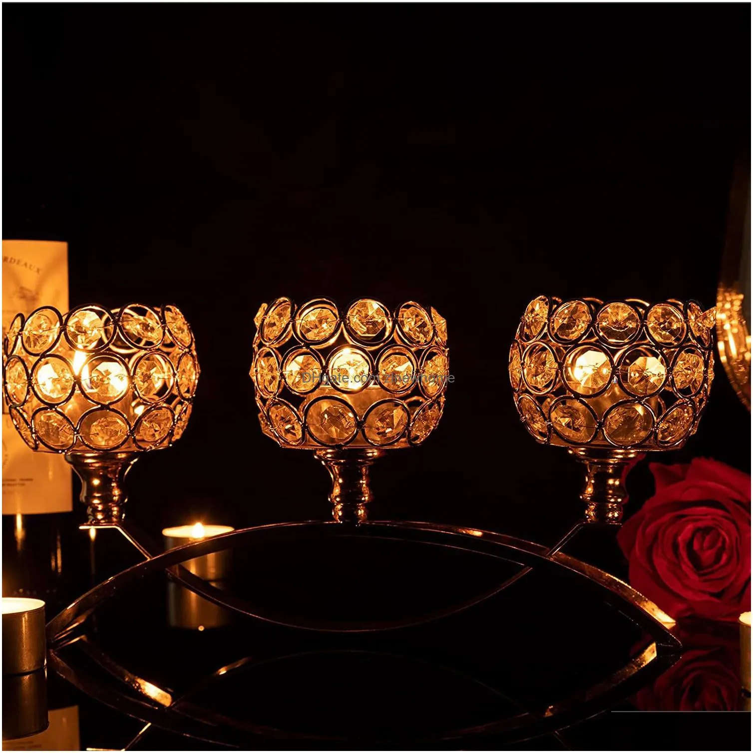 2023 metal candle holders candlestick crystal coffee dining table centerpieces stand candlesticks wedding christmas home decoration