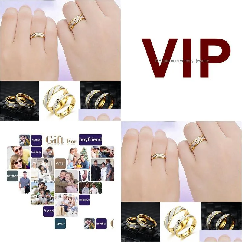 fashion couple stripe gold-plated ring for women men stainless steel couple hand jewelry gifts fashion metal ring accessories