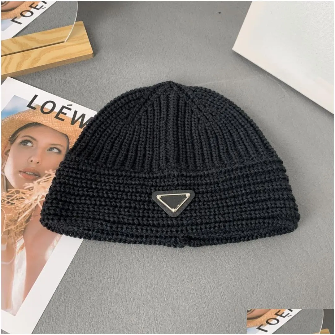 beanie cap knitted hat inverted triangle wool woolen vertical stripes for men and women trendy unique beauty