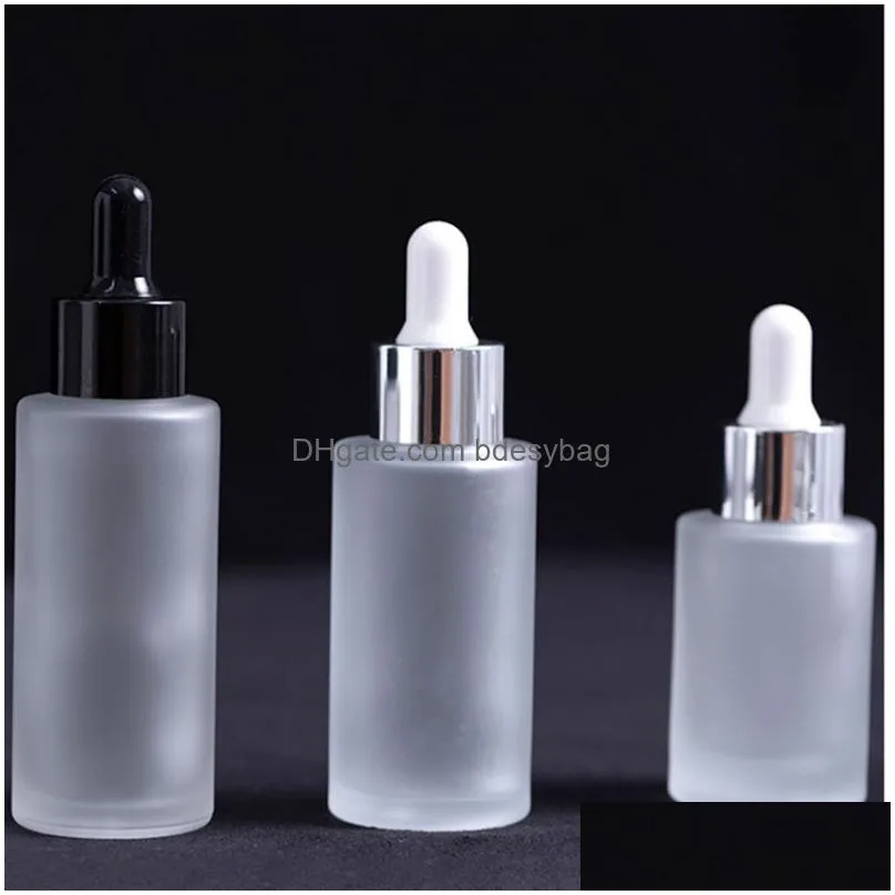 frosted oil glass dropper bottle reusable bottles with sliver cap reusable vial nasal oils refillable