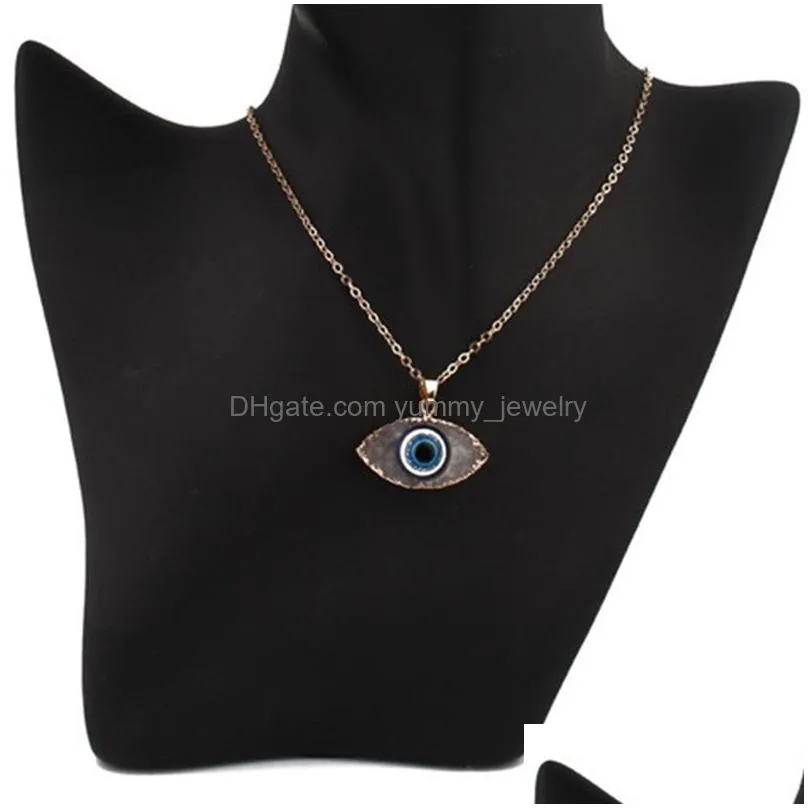 simple evil eye pendant necklace women fatima hamsa resin clavicle chain necklaces for christmas gift imitation natural stone resin choker jewelry